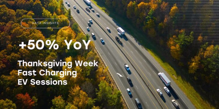 Report: EV charging sessions were up 50% YoY during Thanksgiving week